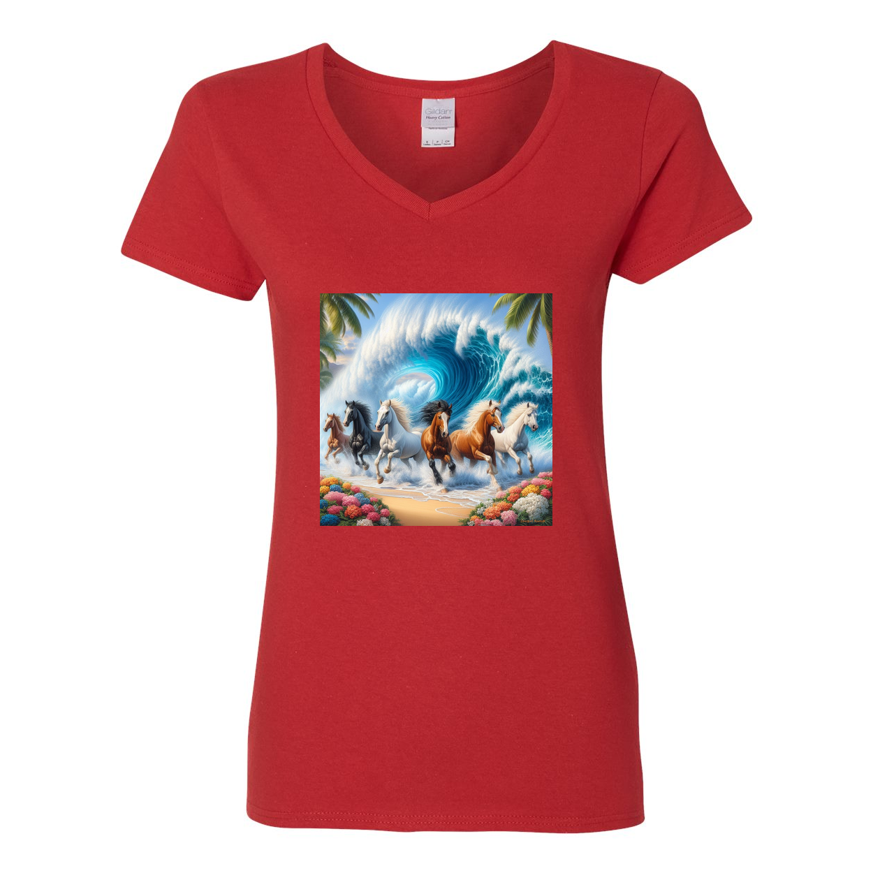 Ocean Herd of Horses V Neck T Shirts