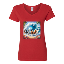 Load image into Gallery viewer, Ocean Herd of Horses V Neck T Shirts
