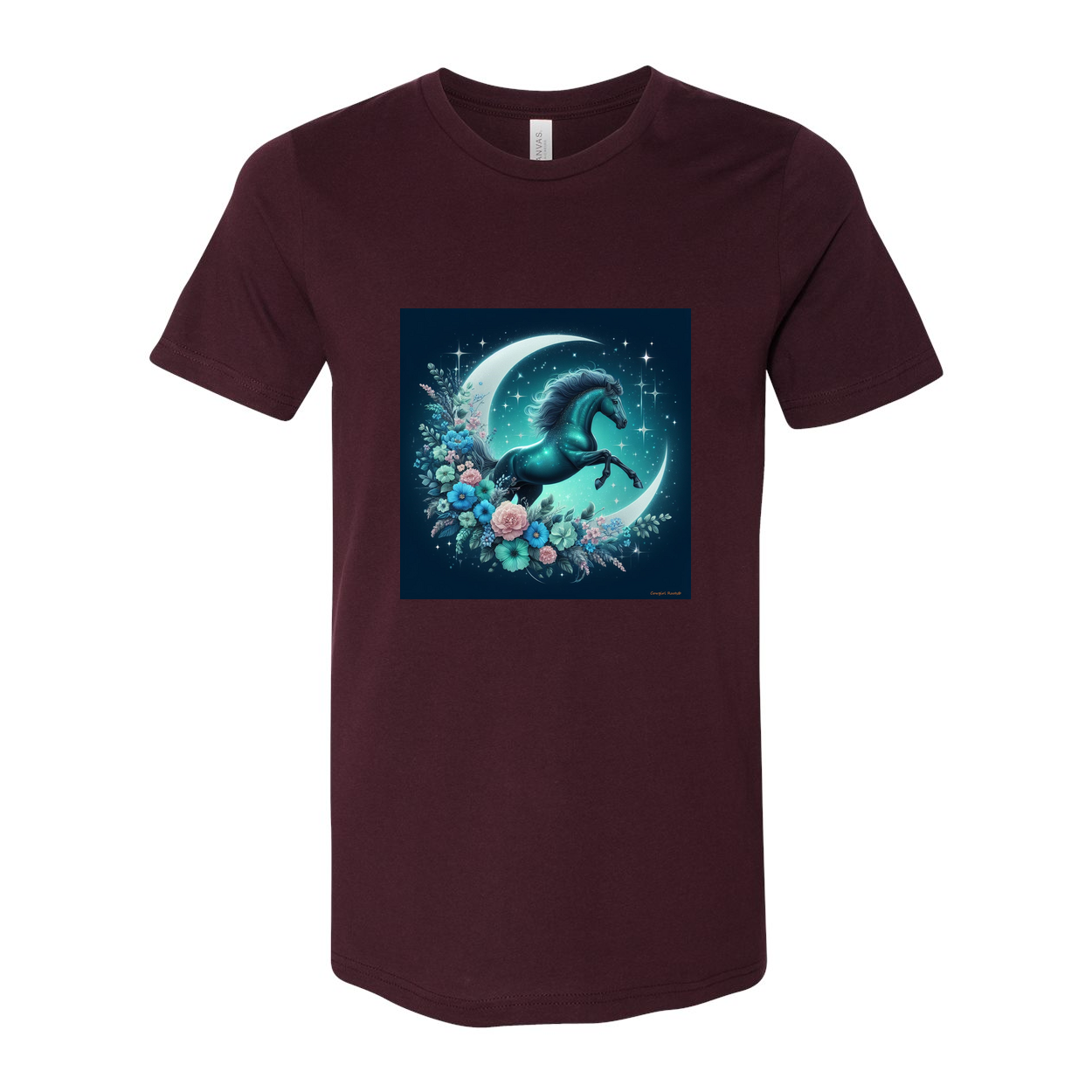 Moon Flowers Turquoise Horse T Shirts