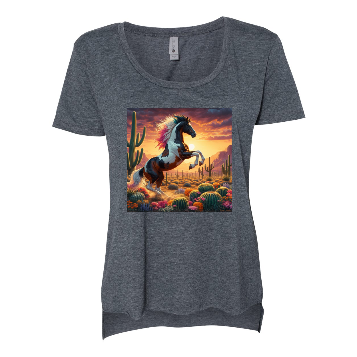 Painted Desert Horse Scoop Neck T Shirts