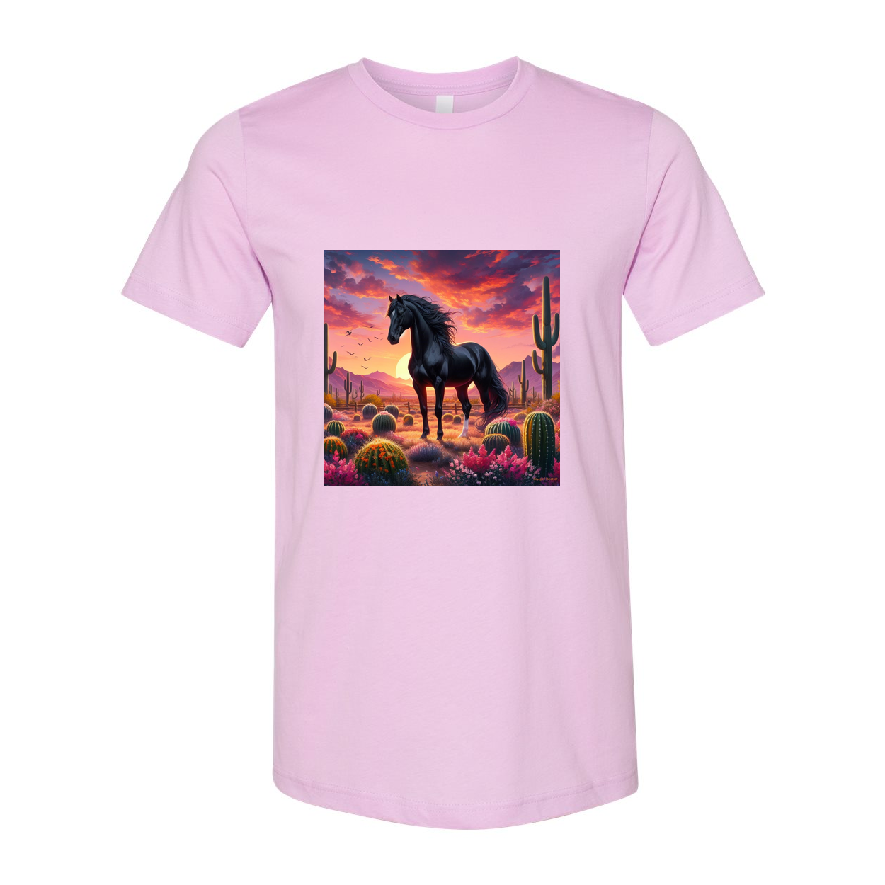 Black Stallion Desert Sunset Design T Shirts