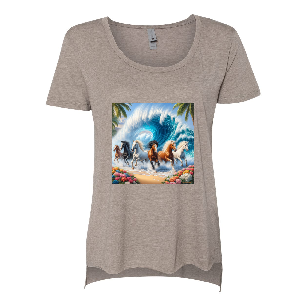 Ocean Herd of Horses Scoop Neck T Shirts