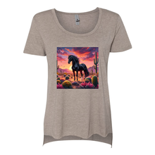 Load image into Gallery viewer, Black Stallion Desert Sunset Scoop Neck T Shirts

