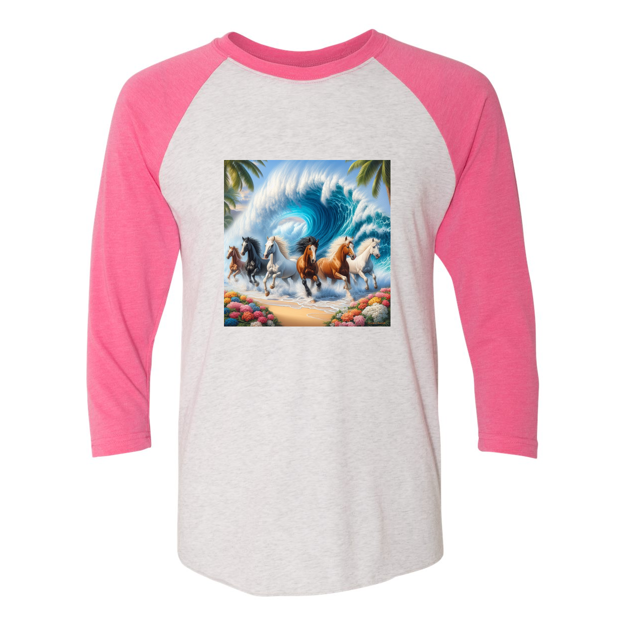 Ocean Herd of Horses 3 4 Sleeve Raglan T Shirts