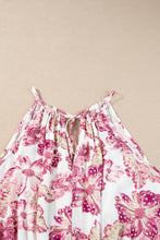 Load image into Gallery viewer, Pitaya Pink Hollowed Halterneck Floral Peplum Tank Top
