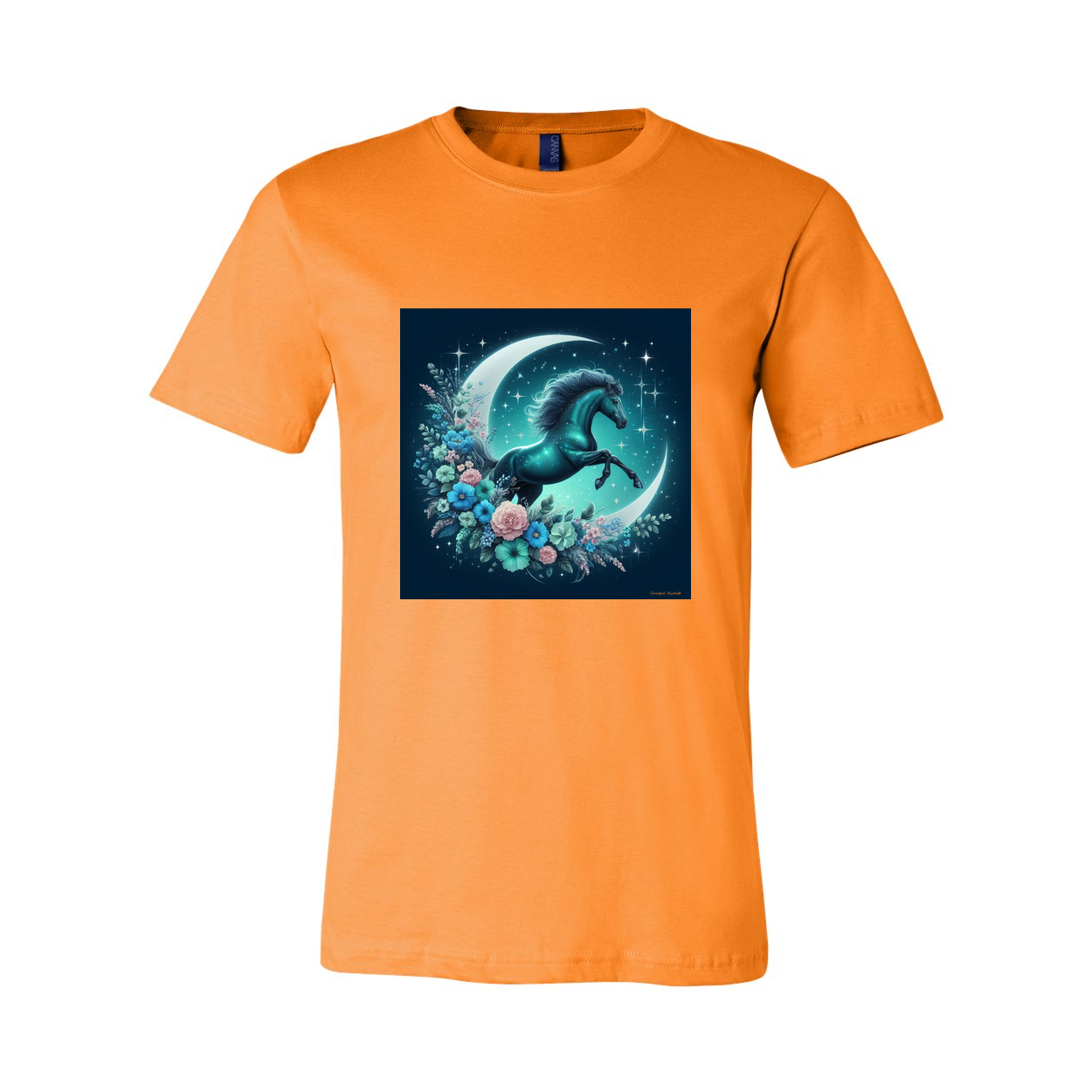 Moon Flowers Turquoise Horse T Shirts