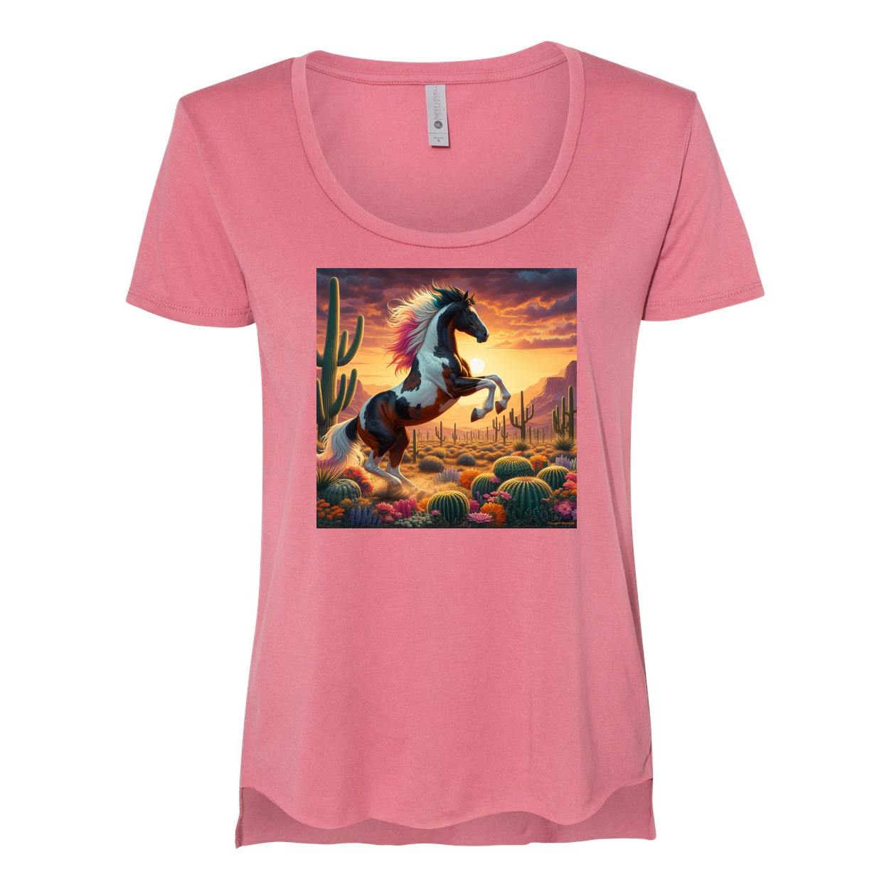 Painted Desert Horse Scoop Neck T Shirts