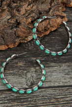 Load image into Gallery viewer, Turquoise Gem Inlay Retro C-shape Earrings 3 Colors Stone to Chose From
