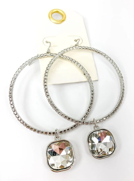 Clear Crystal Rhinestone Circle Earrings