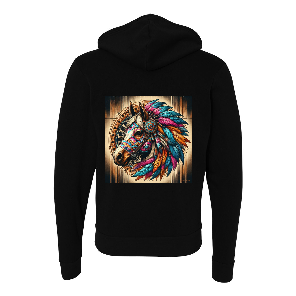 Tribal Horse Chief Zip-Up Front Pocket Hooded Sweatshirts