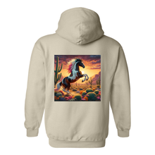 Load image into Gallery viewer, Painted Desert Horse Design on Back Front Pocket Hoodies

