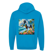 Load image into Gallery viewer, Tropical Black and White Horse Pull Over Front Pocket Hoodies
