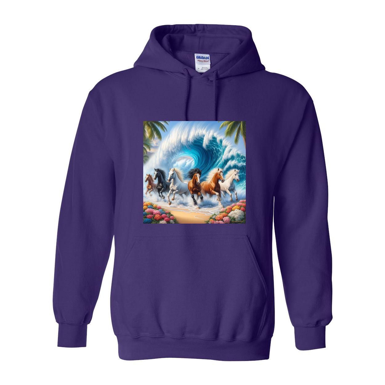 Ocean Herd of Horses Pull Over Front Pocket Hoodies