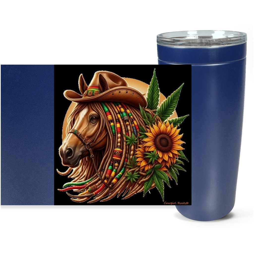 Cowgirl Roots™ Rasta Sunshine Horse Tumbler 20oz Stainless Steel Insulated Hot and Cold Travel Mugs