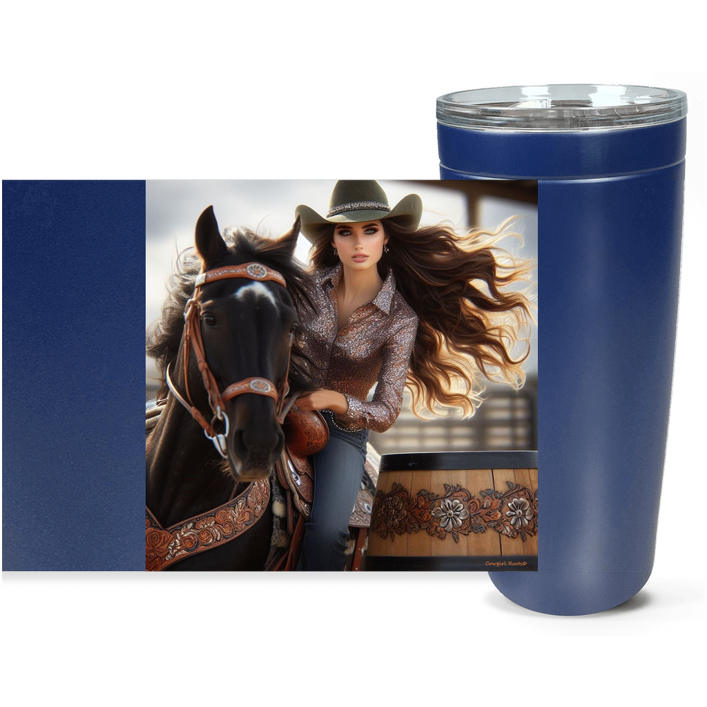 Cowgirl Roots™ Tumbler 20oz Rodeo Barrel Racer Stainless Steel Insulated Hot and Cold Travel Tumbler Mugs