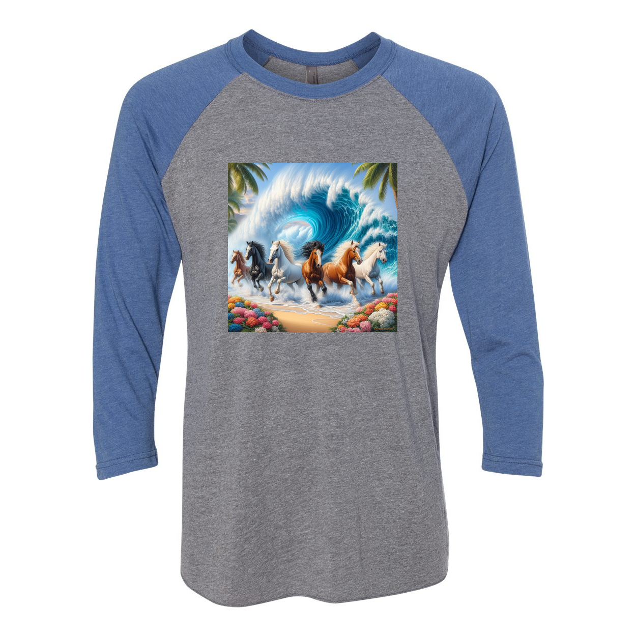 Ocean Herd of Horses 3 4 Sleeve Raglan T Shirts