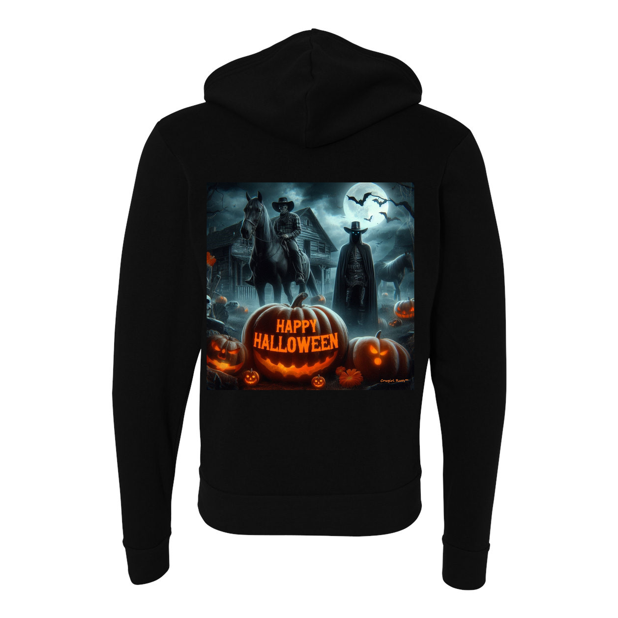 Happy Western Hallows Eve Hooded Zip Up Sweatshirt