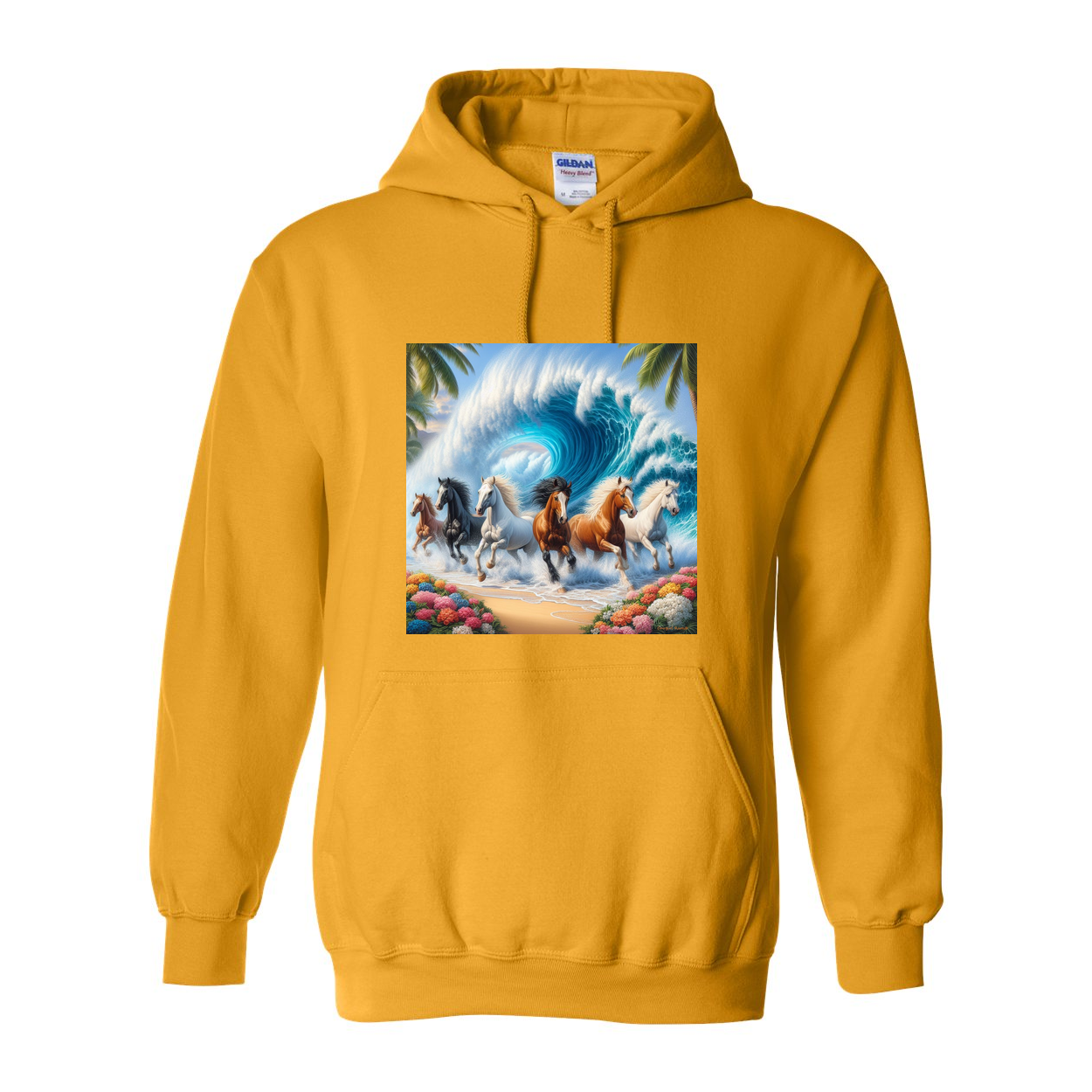 Ocean Herd of Horses Pull Over Front Pocket Hoodies