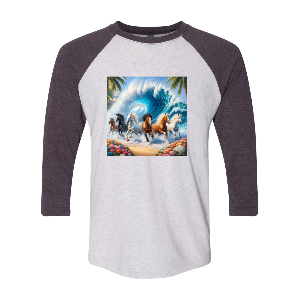 Ocean Herd of Horses 3 4 Sleeve Raglan T Shirts