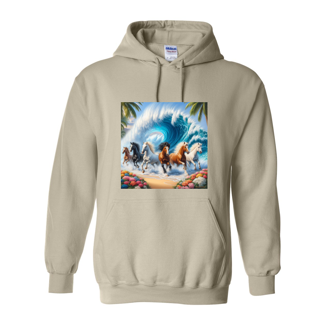 Ocean Herd of Horses Pull Over Front Pocket Hoodies