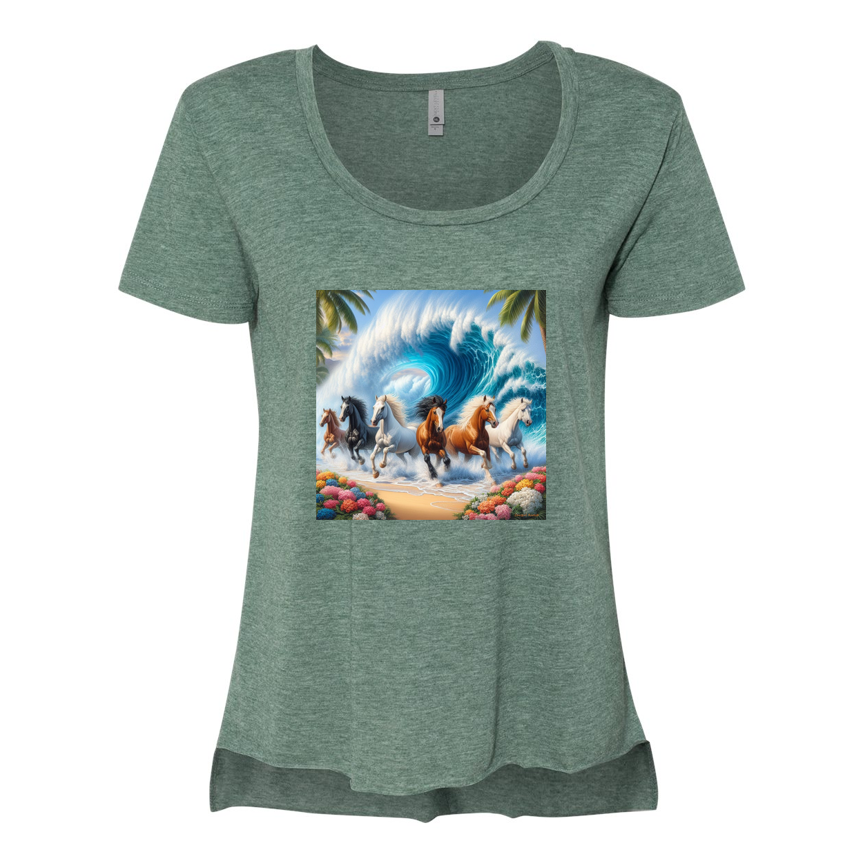 Ocean Herd of Horses Scoop Neck T Shirts