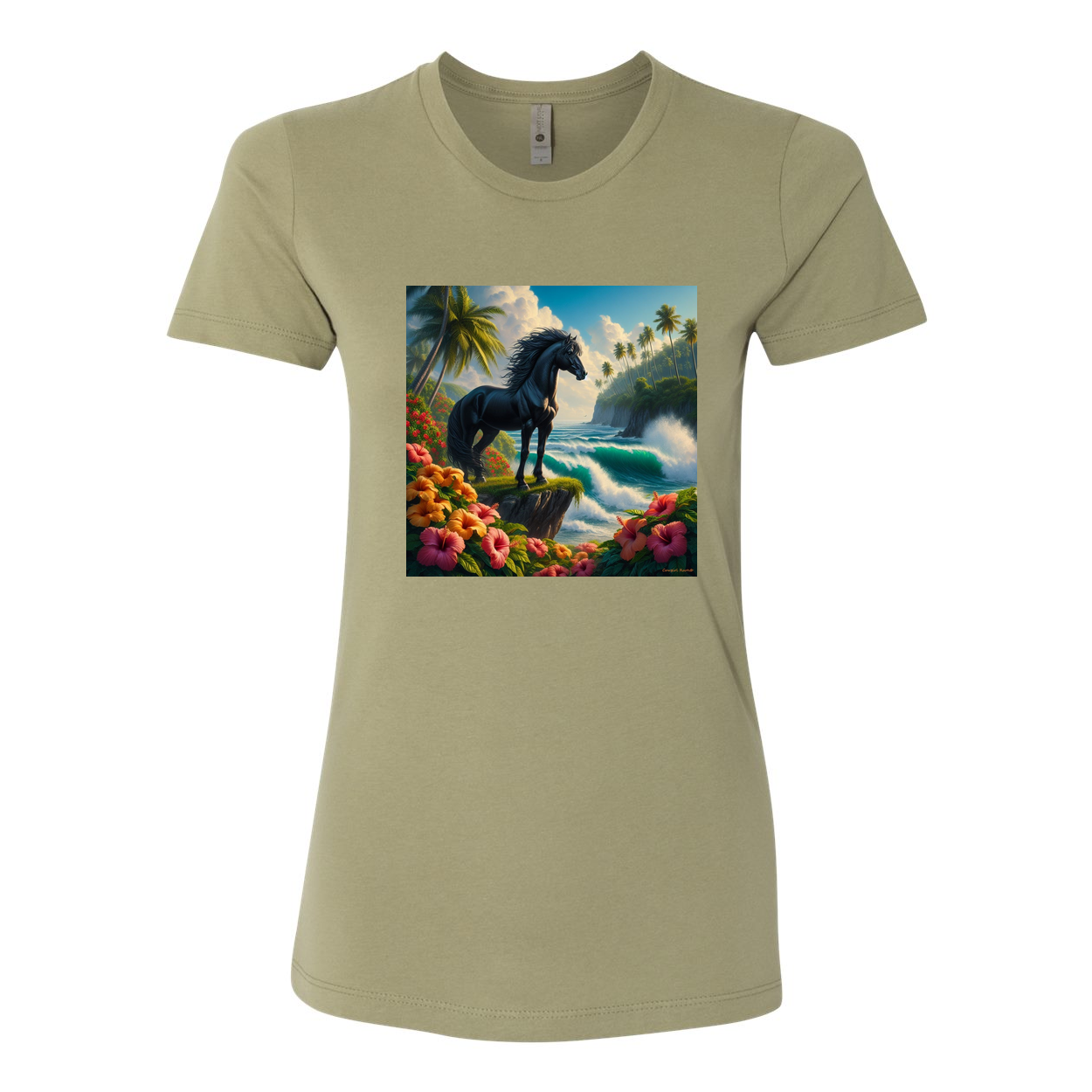 Tropical Black Stallion Horse Boyfriend T Shirts