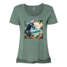 Load image into Gallery viewer, Tropical Grey Stallion Horse Scoop Neck T Shirts
