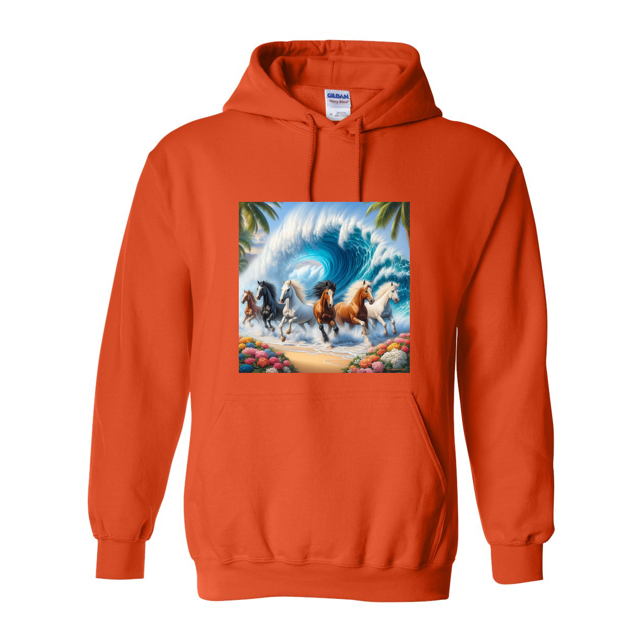 Ocean Herd of Horses Pull Over Front Pocket Hoodies