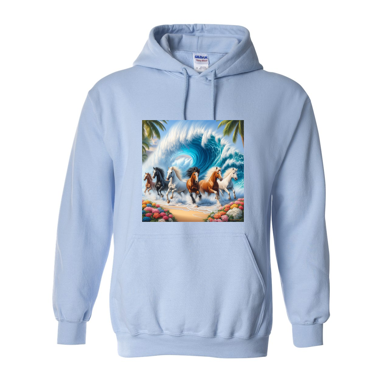 Ocean Herd of Horses Pull Over Front Pocket Hoodies