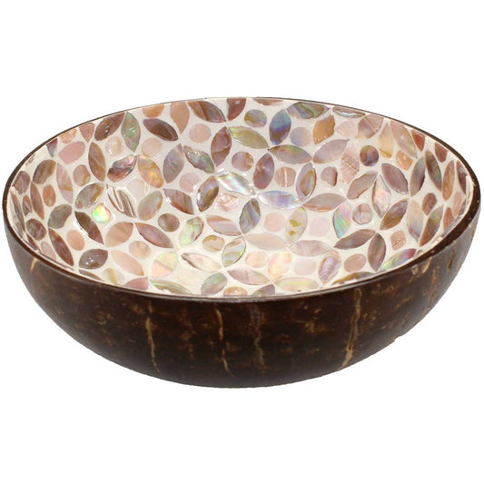 Coconut Bowl Mother of Pearl Hearts Inlay