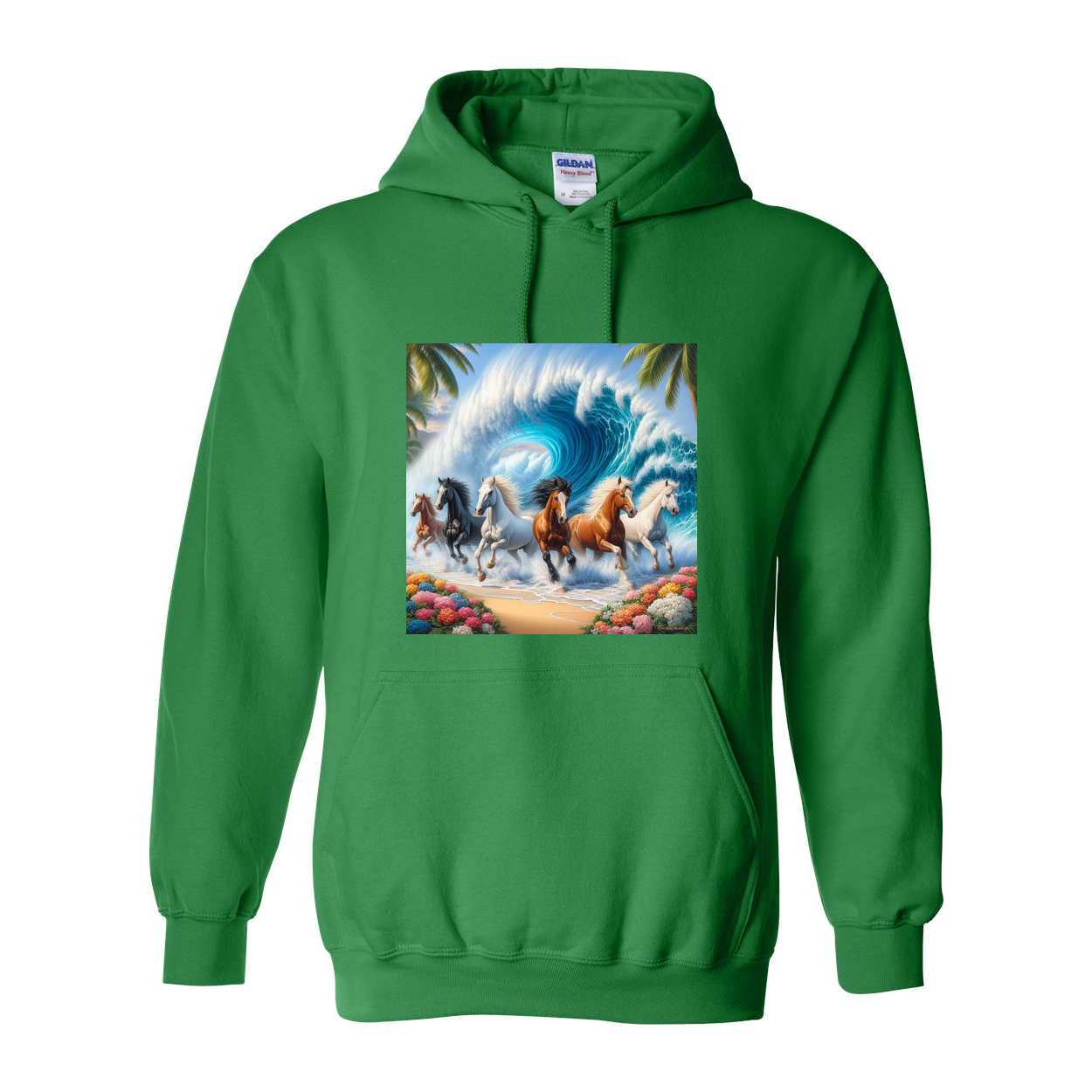 Ocean Herd of Horses Pull Over Front Pocket Hoodies