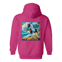 Load image into Gallery viewer, Tropical Black and White Horse Pull Over Front Pocket Hoodies
