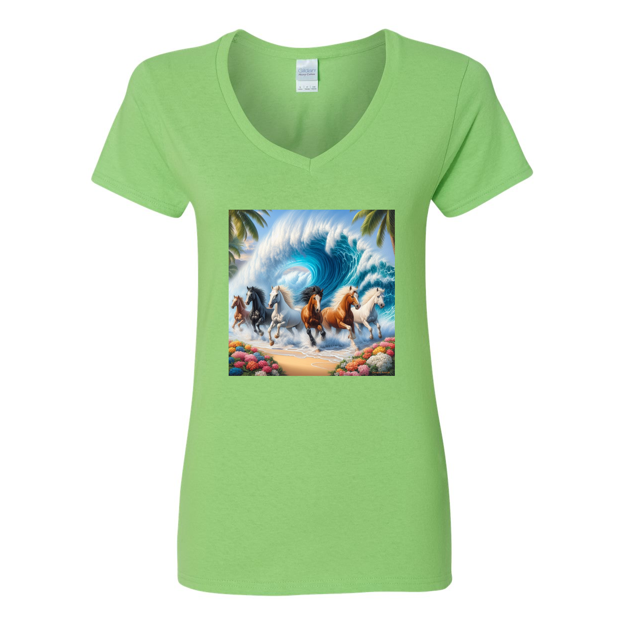 Ocean Herd of Horses V Neck T Shirts