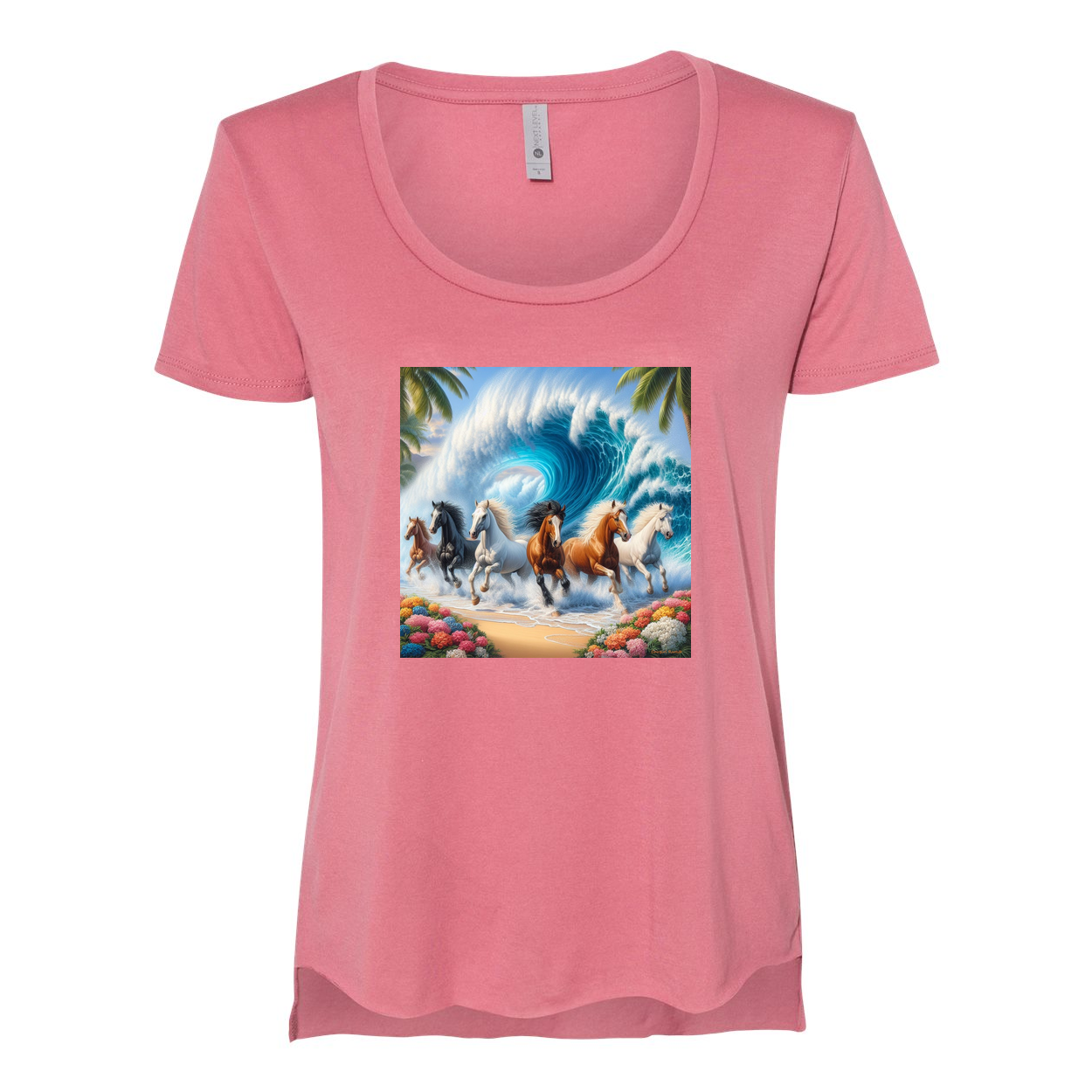 Ocean Herd of Horses Scoop Neck T Shirts