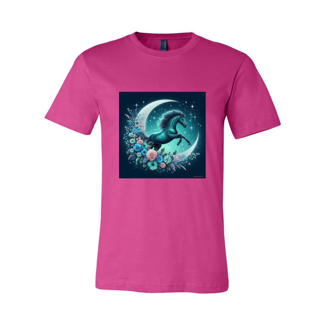 Moon Flowers Turquoise Horse T Shirts