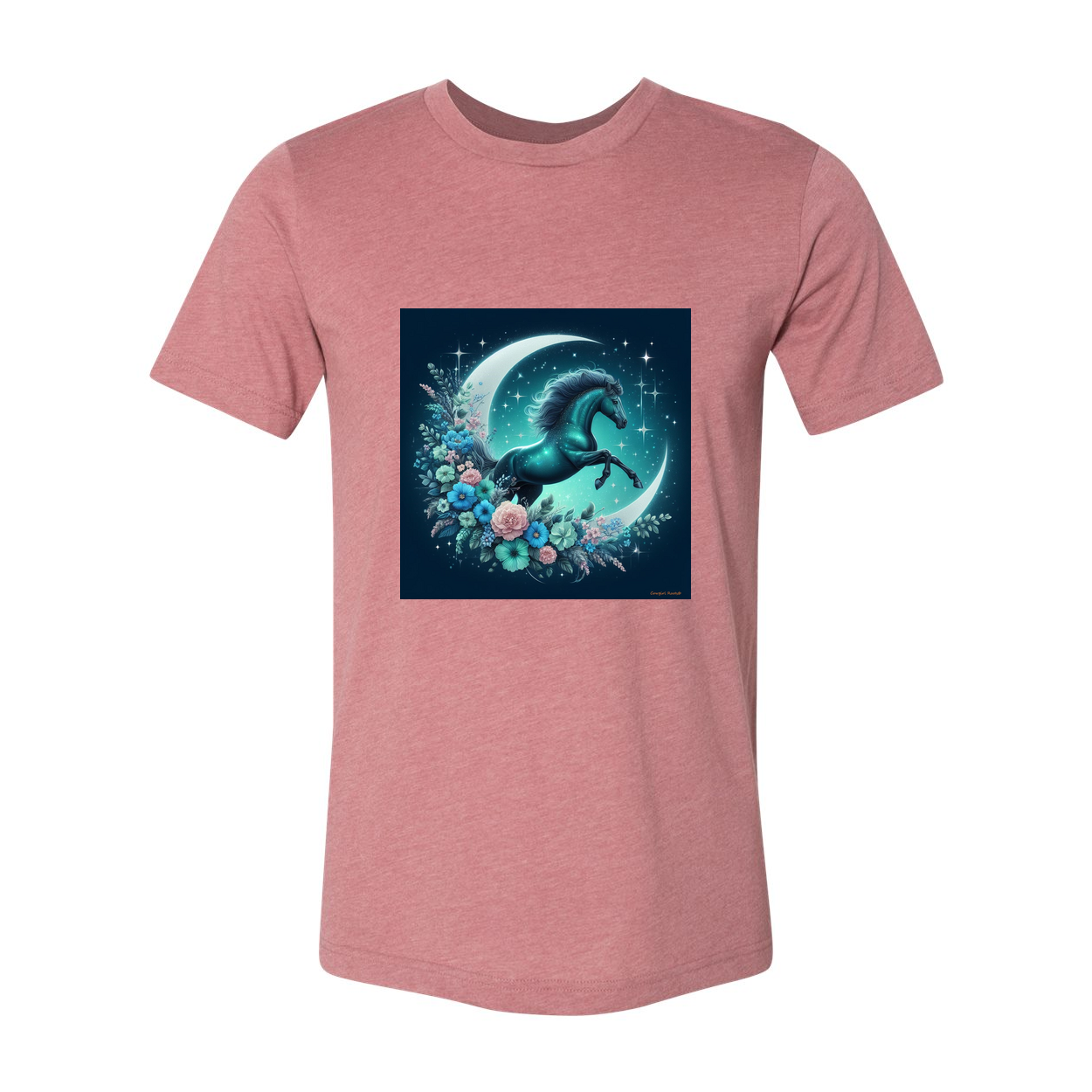 Moon Flowers Turquoise Horse T Shirts