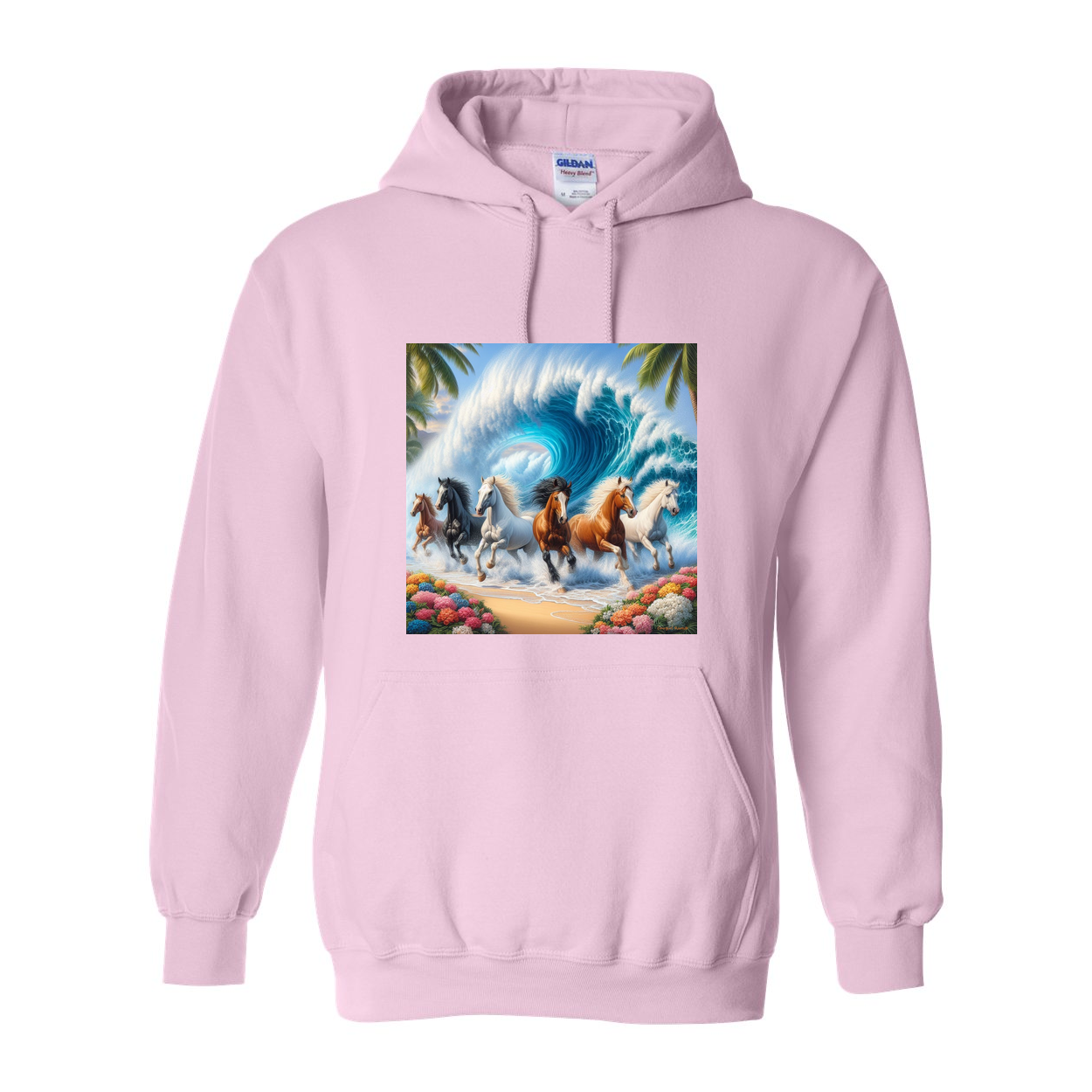 Ocean Herd of Horses Pull Over Front Pocket Hoodies