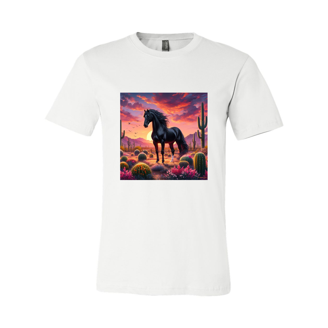 Black Stallion Desert Sunset Design T Shirts
