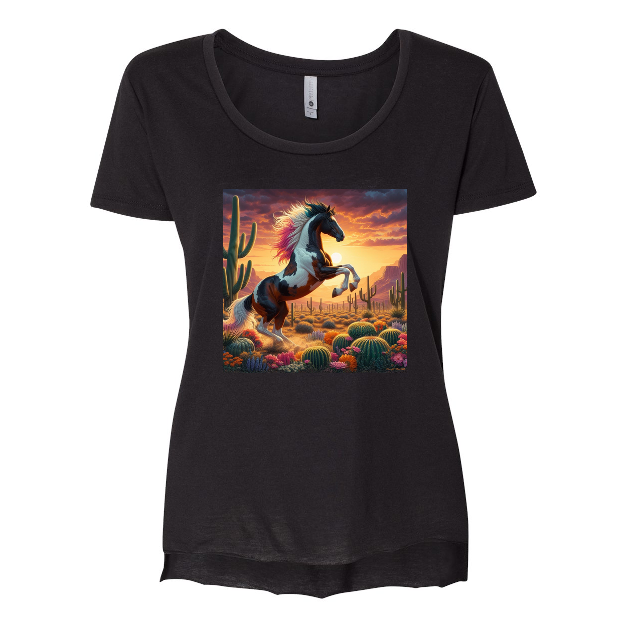 Painted Desert Horse Scoop Neck T Shirts