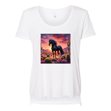 Load image into Gallery viewer, Black Stallion Desert Sunset Scoop Neck T Shirts
