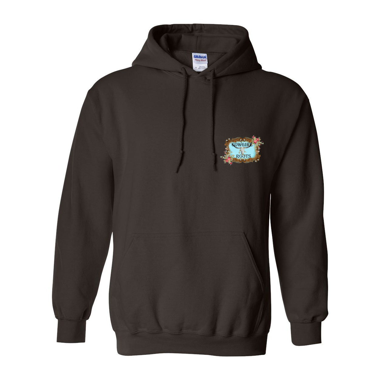 Moon Flowers Turquoise Horse Design on Back Front Pocket Hoodies