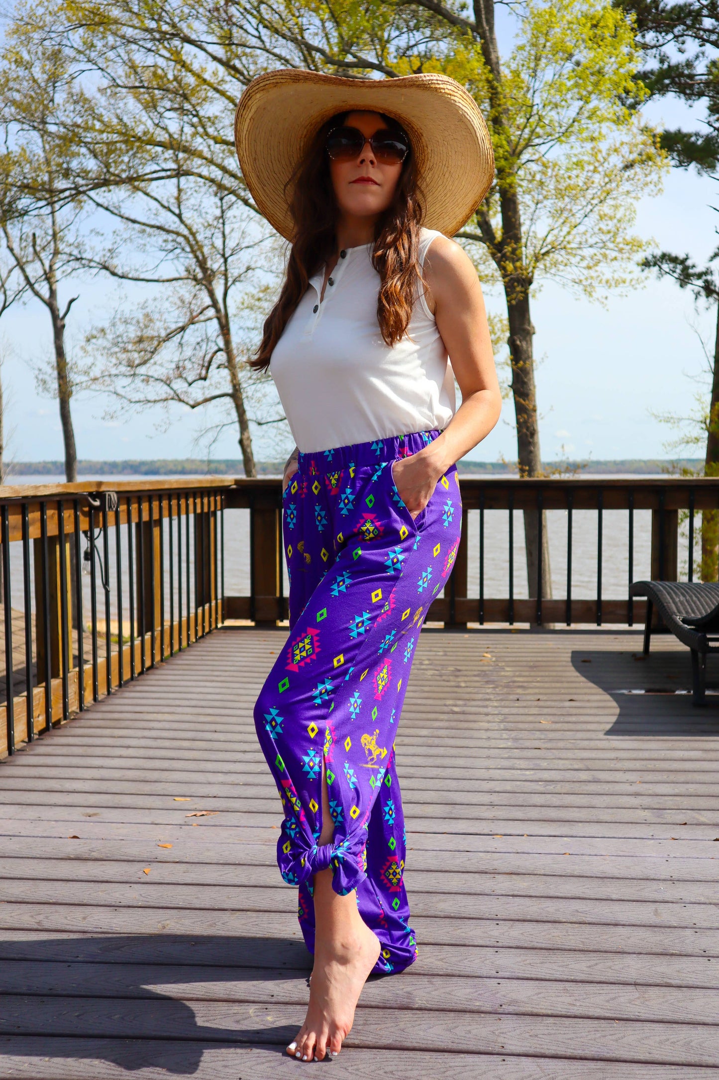 Bucking Purple Trixie Flowy Tied Hem Jogger Pants