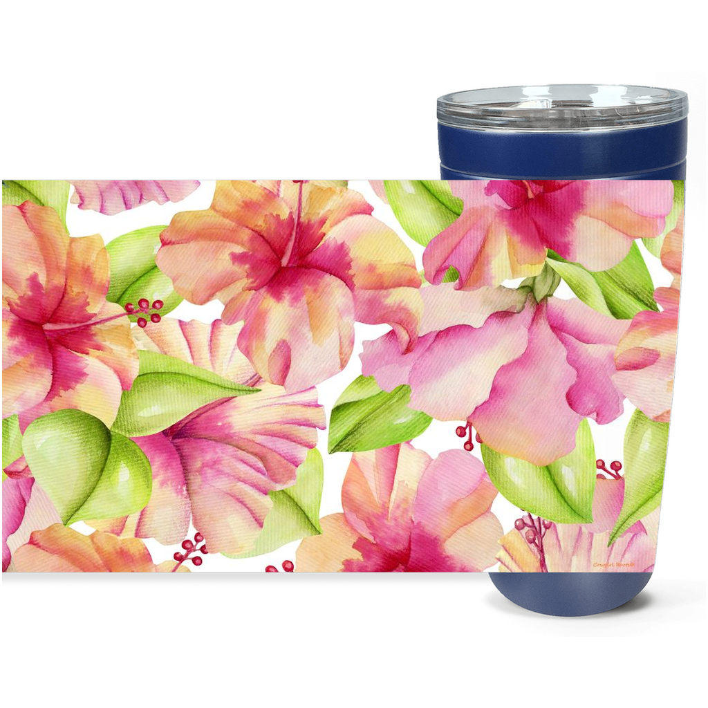 Cowgirl Roots™ Hawaiian Hibiscus Flowers Tumbler 20oz Stainless Steel Insulated Hot and Cold Travel Mugs