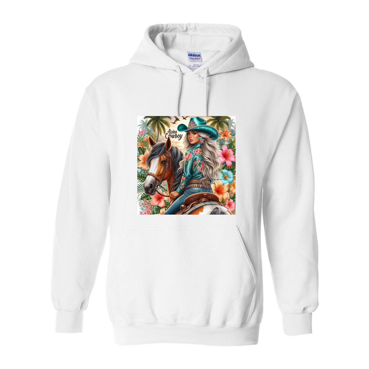 Aloha Cowboy Island Girl Pull Over Front Pocket Hoodies