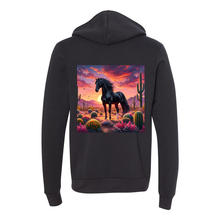 Load image into Gallery viewer, Black Stallion Desert Sunset Horse Zip-Up Front Pocket Hoodies
