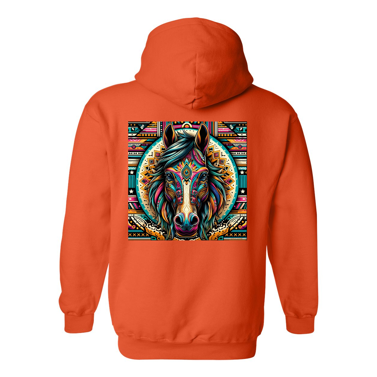 Tribal Horse Dusty Design on Back Front Pocket Hoodies