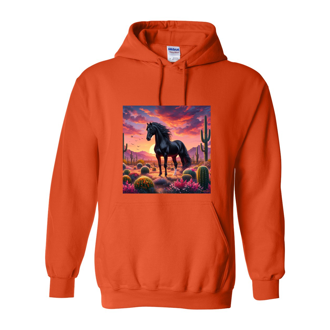 Black Stallion Desert Sunset Pull Over Front Pocket Hoodies