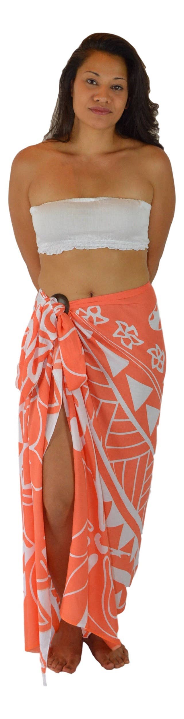 Hawaiian Hanu Tribal Turtle Sarong Pareo Orange