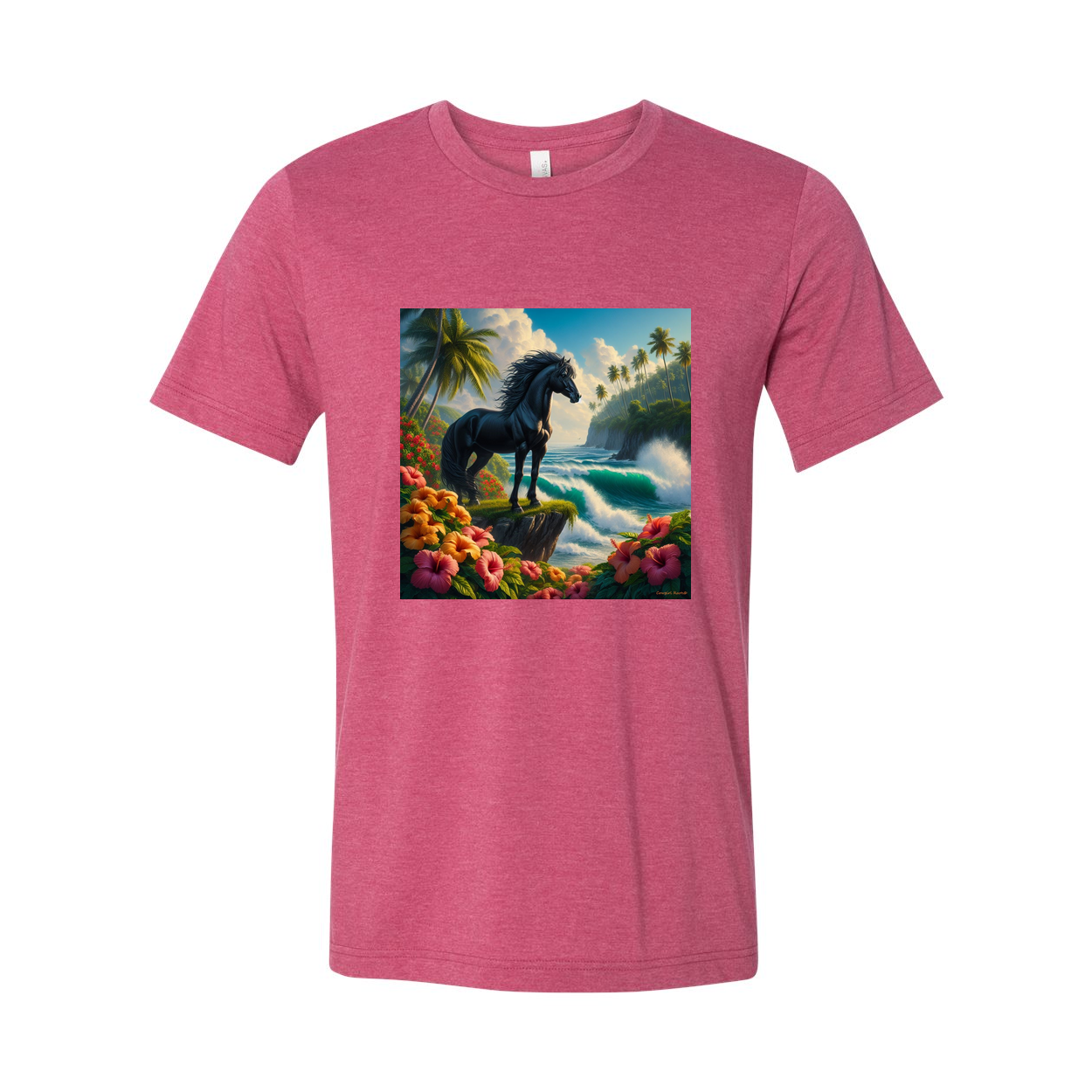 Tropical Black Island Stallion Horse T Shirts