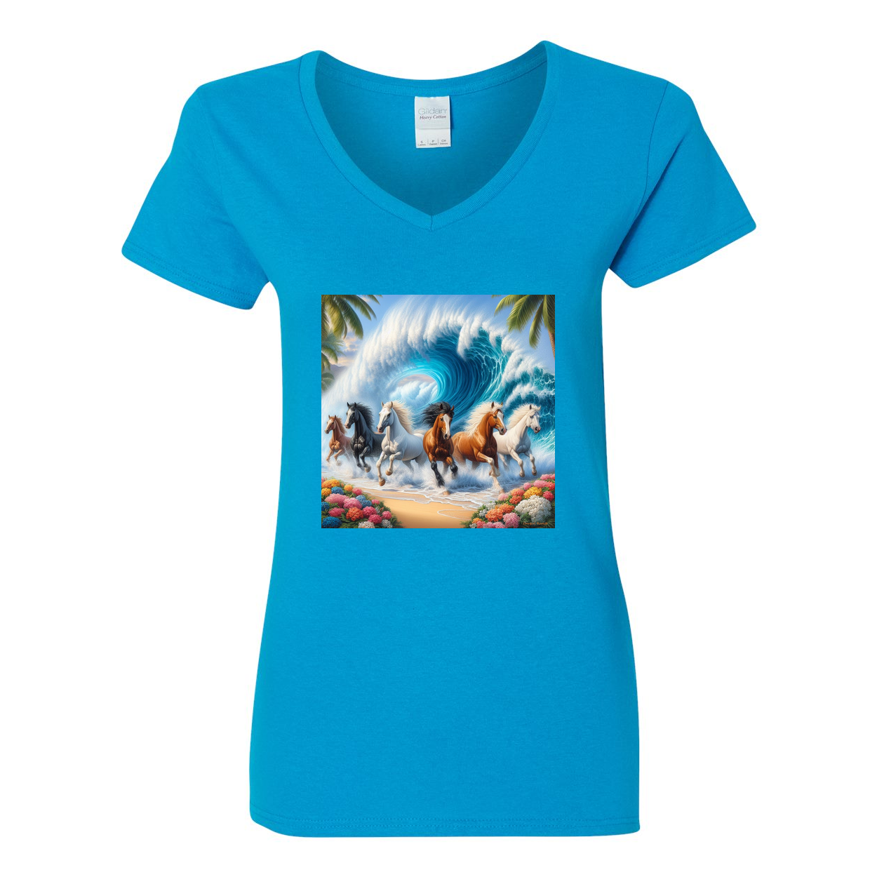 Ocean Herd of Horses V Neck T Shirts